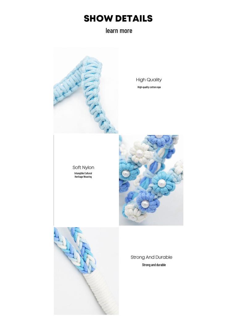 Плетеная собачья поводок и ошейник-цепочка P ручной работы для маленьких и средних собак