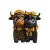 Spring Sunflower Highland Cow Figurines Funny Calf Lovers Gifts  Table Decor