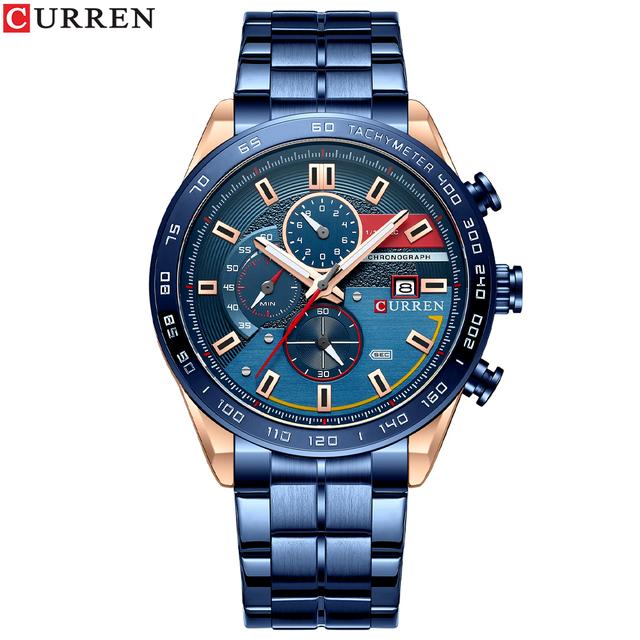 CURREN Watch for Men New Fashion Men Watches Quartz Wristwatches Stainless Steel Band Clock Male Chronograph Watches
