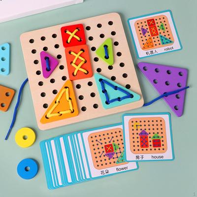 Деревянная шнуровка игрушка игра, развивающие игрушки дошкольное путешествие мелкая моторика Монтессори для