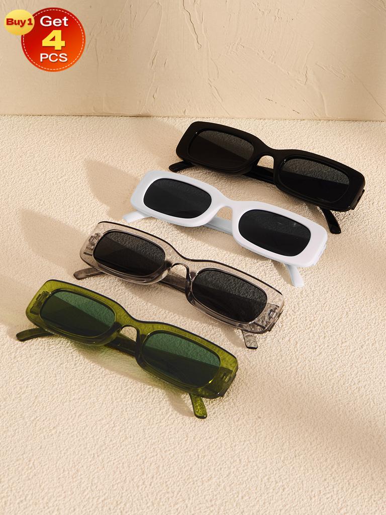 4 шт. прямоугольной оправы для женщин солнцезащитные очки для повседневной жизни для мужчин отпуск наряды модные очки.