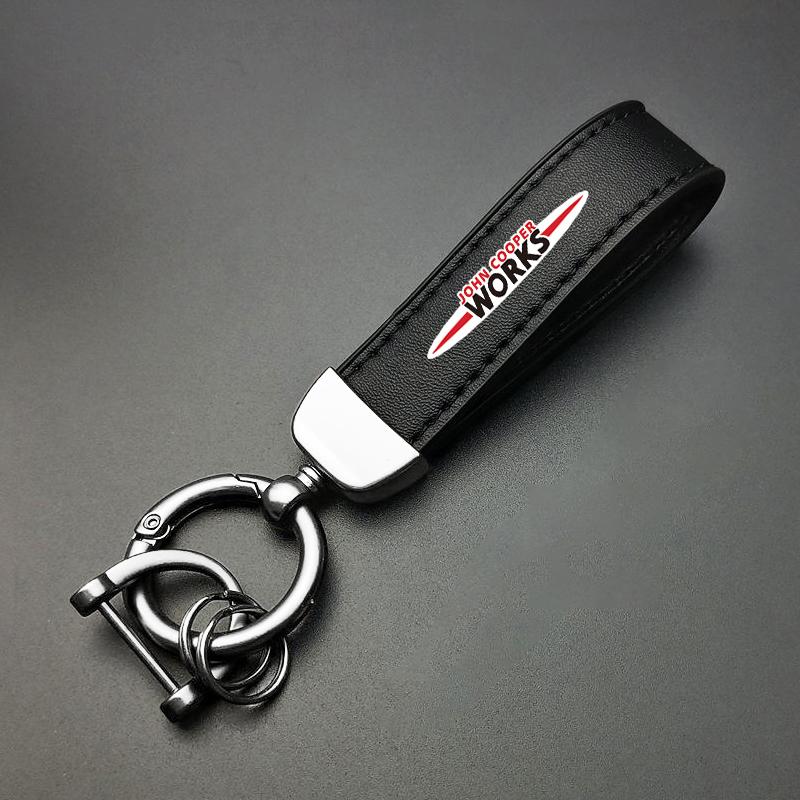 4S Dealership Car Emblem Keychain Calfskin Auto Key Chains For MINI One Cooper JCW Countryman Clubman Cabrio Paceman Coupe WORKS uylez55