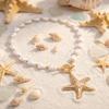 Retro Starfish White Shell Pendant Necklace for Women Bohemian Imitation Pearl Chain OT Buckle Necklace Summer Beach Jewelry