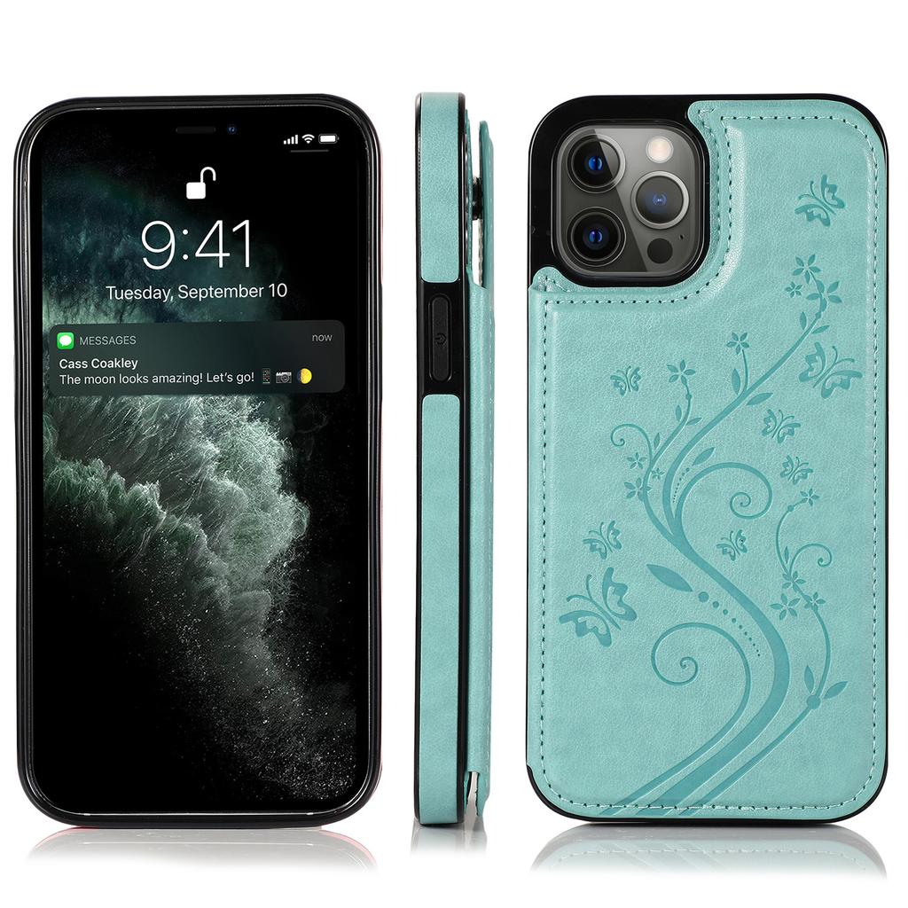 Butterfly Floral PU Leather Wallet Case for iPhone, Card Holder Slot Protective Cover with Kickstand