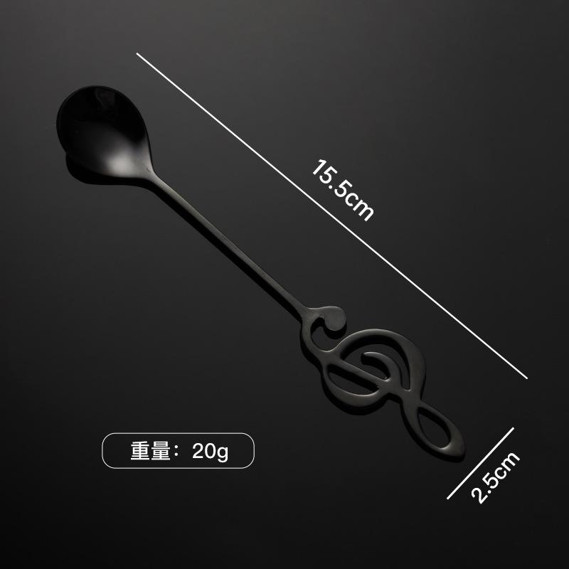 304 Stainless Steel Creative Coffee Spoon Music Note Shape Colorful PVD Stirring Spoon Dessert Shop Gift Spoon