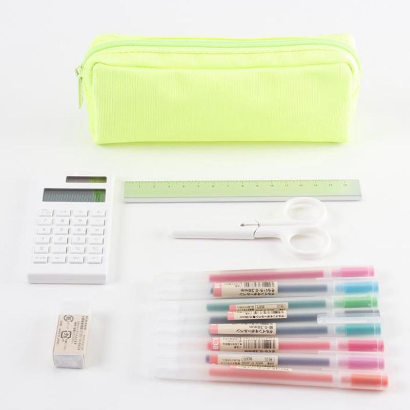 Office Black Canvas Pencil Case School PencilCase for Boys Girls Simple Candy Color Large-capacity Pencil Cases Stationery Cosmetic Bag