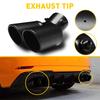 1Pcs 63Mm Universal Car Dual Outlet Exhaust Stainless Steel Black Exhaust Tip Muffler Tail Double Pipe Tube Tips Car Accessories