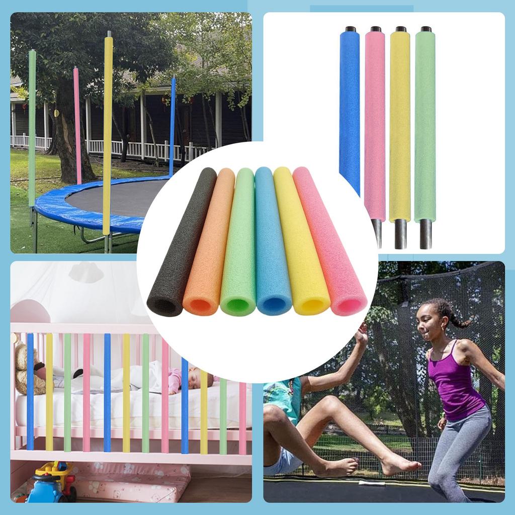 Round Frame Trampoline Kit, Anti-collision Trampoline Steel Tube Foam Pole Universal Trampoline Replacement Parts