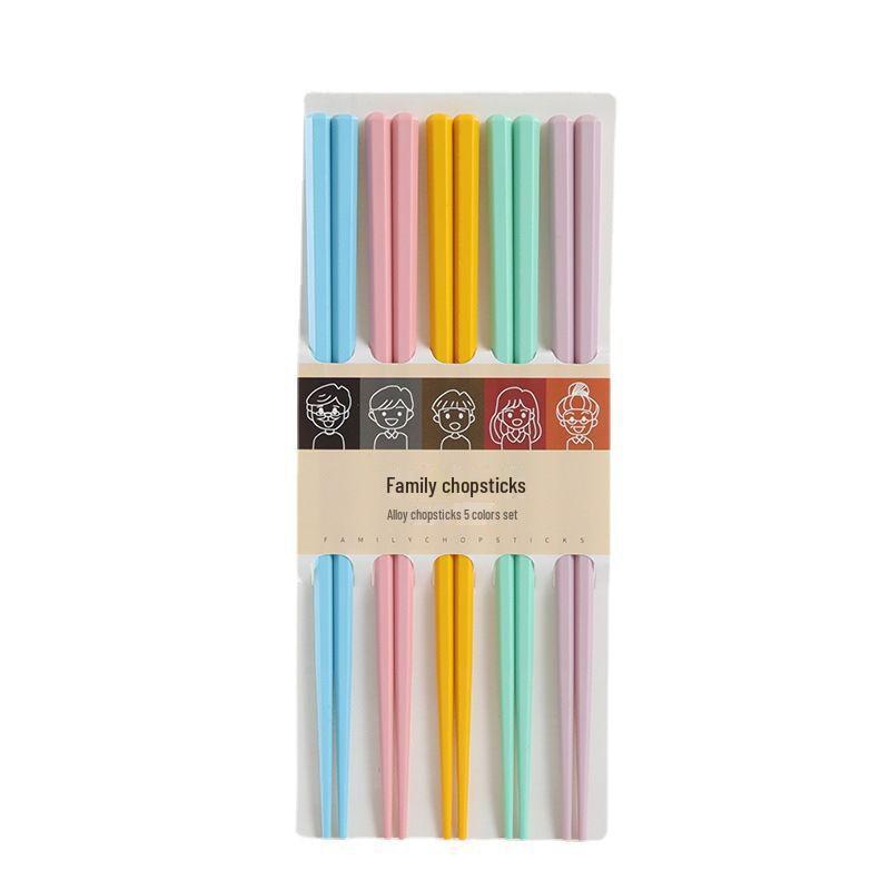 Палочки для еды Morandi из разноцветного нескользящего сплава — в японском стиле, по одной паре на человека.