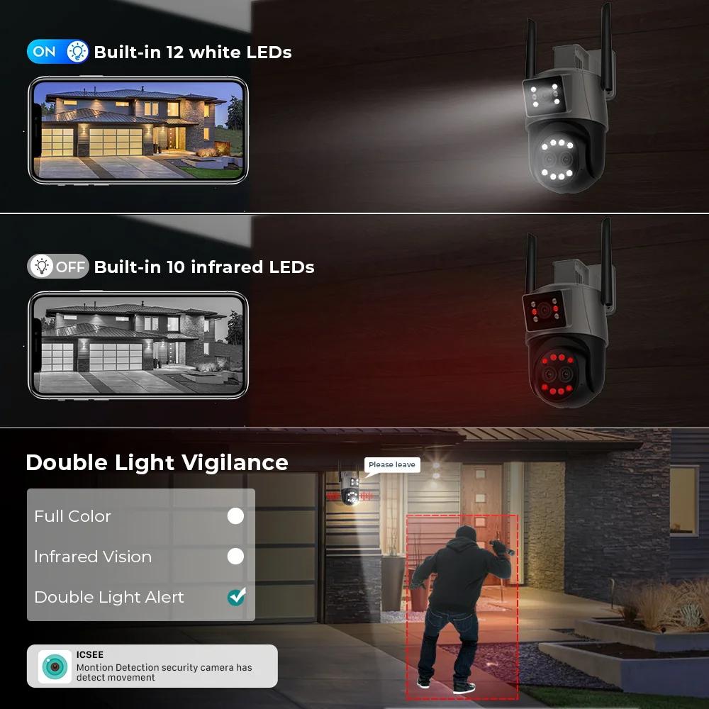 LS VISION 8MP 4K IP Camera Wifi Outdoor Camera Three Lens 8X Zoom Ai Human Detect Auto Tracking Wifi Survalance Camera Onvif Support iCSee