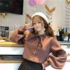 Рубашки женские с бантом Kawaii College Осень корейский стиль элегантные однотонные рукава-фонарики простые уличные свободные модные топы блузки
