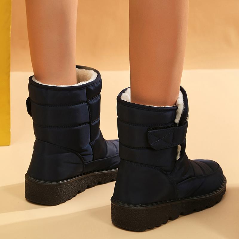 Модные новые женские водонепроницаемые зимние ботинки 2024 года, толстые плюшевые теплые ботильоны для женщин, большие размеры, нескользящая хлопковая подкладка, женская обувь