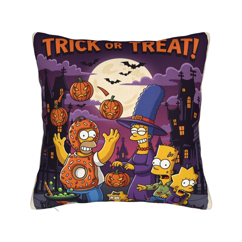 Pillow Cover SSimpsons Spooky Springfield Shenanigans Halloween Novelty Pillow Case For Couch Sofa Bedroom Pillowcases