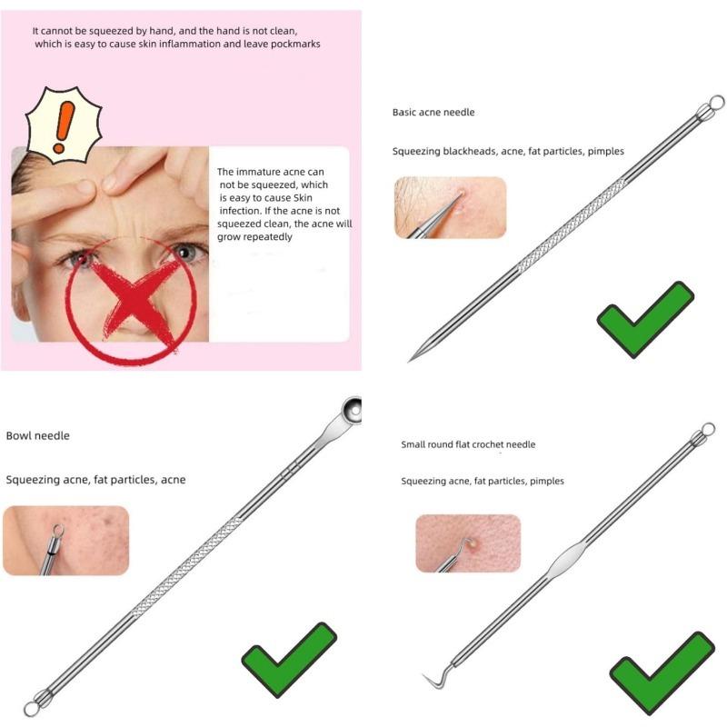 4PCS Acne Blackhead Comedone Removal Needles Black Dots Cleaner Black Head Pore Cleaner