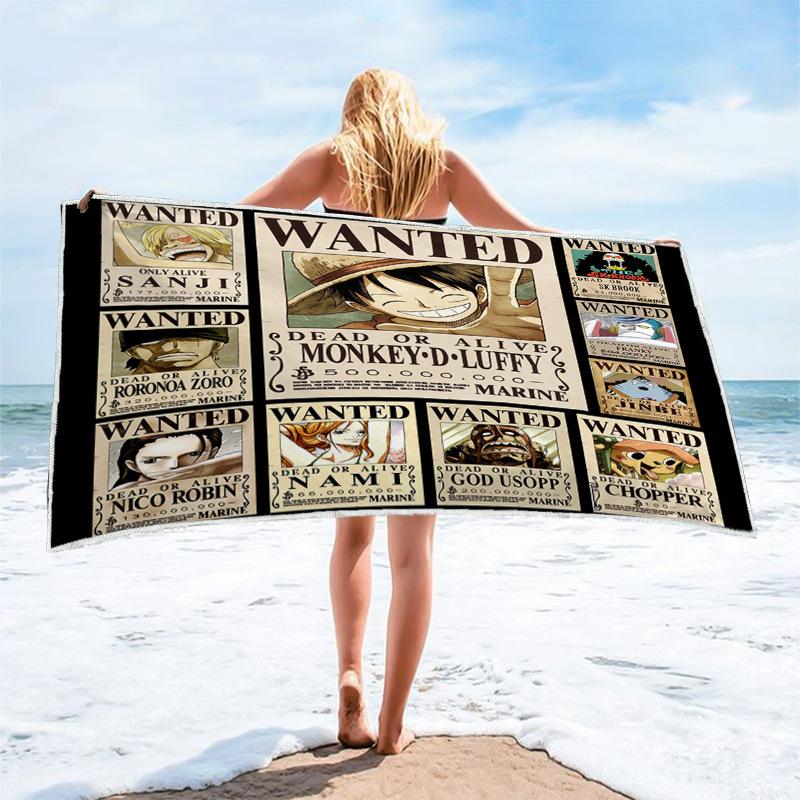 Anime Character Printed Square Microfiber Beach Towel Quick Dry Bath Towel For Shower Swimming