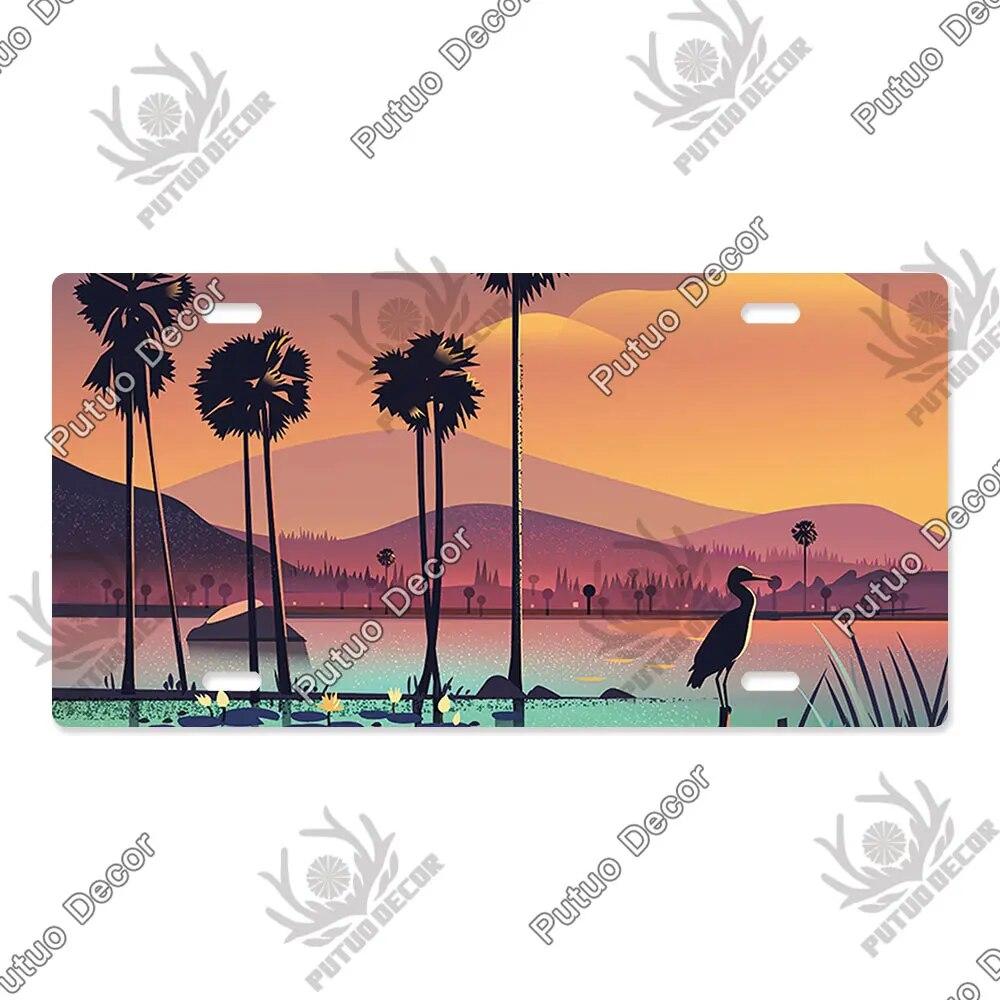 Putuo Decor Illustrations Licenses Plate Tin Sign Plaque Metal Decorative Plate for Car Living Room Door Home Wall Decor