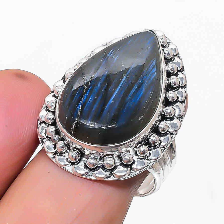 Labradorite Gemstone 925 Sterling Silver Jewelry Ring Size 8