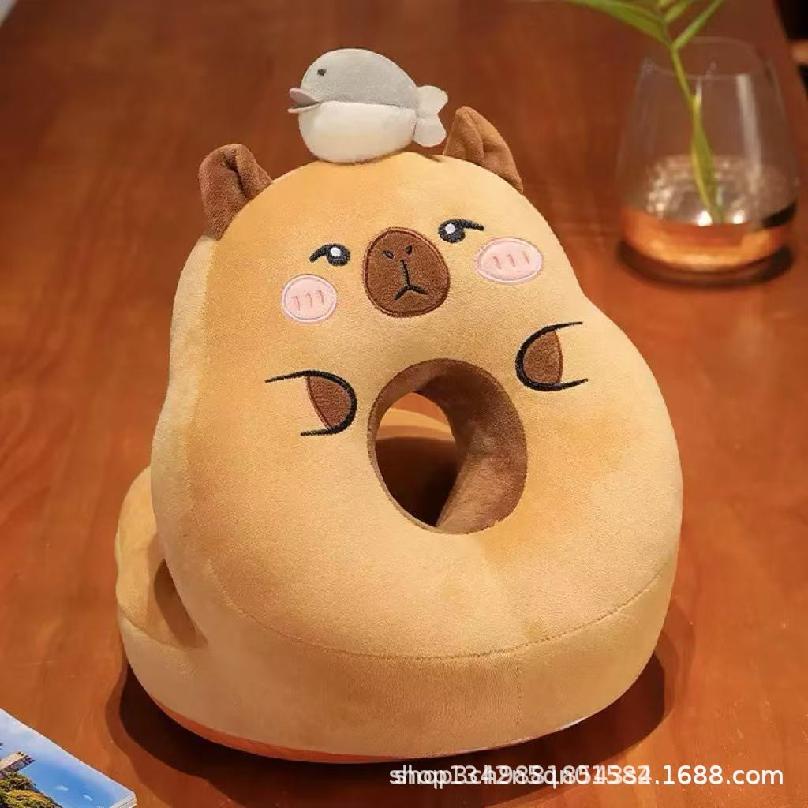 Hot Plush Capybara Sleeping Pillow Cartoon Capibara Cushion For Office Chair Waist Backrest Sofa Home Decor Gifts