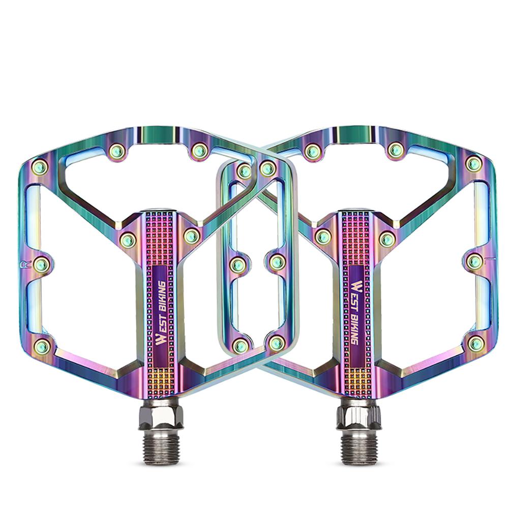 WEST BIKING Aluminum Alloy Footboard Hollow Anti-skid Bearing Mountain Bike MTB Foot Pedals Smooth Bearing Bike Part Accessories