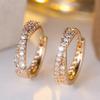 Exquisite Double Row Cubic Zirconia CZ Cross Hoop Earrings for Women Minimalist Style Silver Color Small Hoop Earrings Jewelry Gift