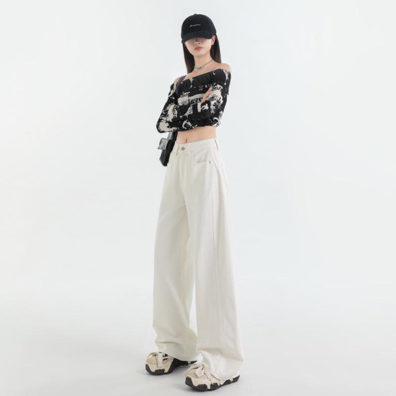 Женские джинсы с высокой посадкой и широкими штанинами - Коллекция Весна 2025