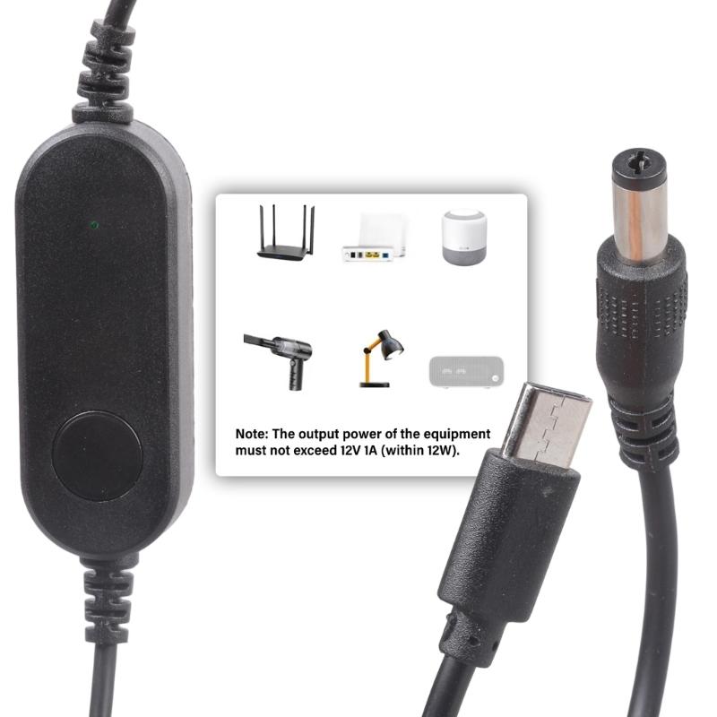 Кабель-повыситель напряжения от 5 В до 12 В, преобразователи USB C в 5,5x2,1 мм, выходная мощность 12 Вт для электроники и DIY-проектов