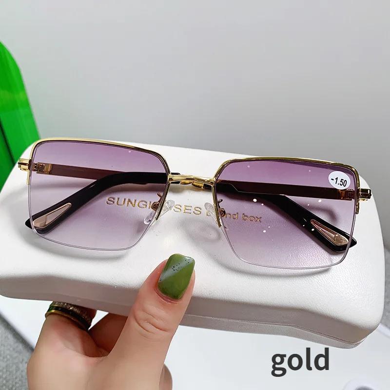 Fashion Men Women's Myopia Glasses Business Half Frame Anti Blue Light Near Sight Eyeglasses with Diopter 0 TO -4.0 Eyewear