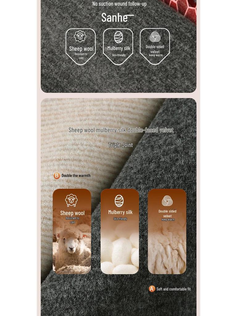 Men's Plush Wool Mulberry Silk Seamless Warm Underwear Pants for Autumn and Winter