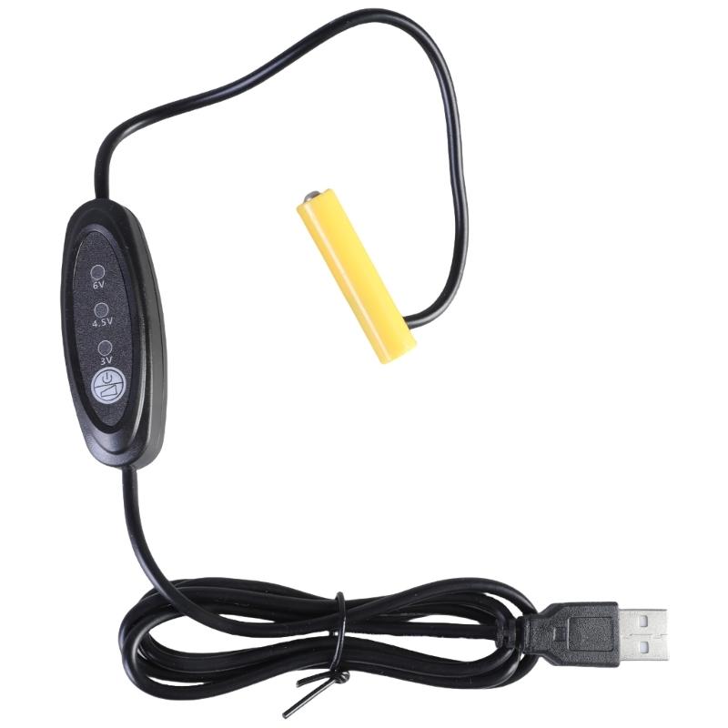 3A Адаптер-заглушка для батарейки USB-кабель питания Заменяет 2 шт. на 4 шт. батареек 1,5 В LR03 3A для светодиодной лампы, вентилятора