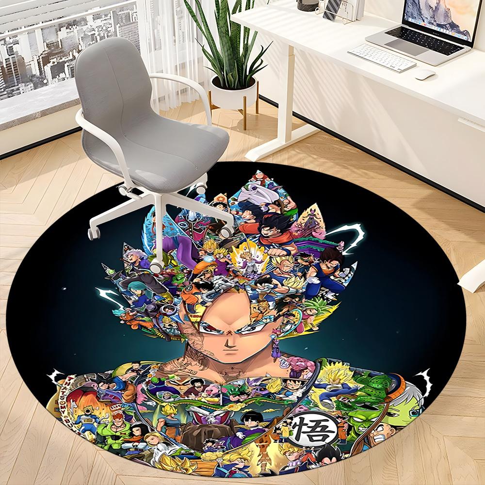 1pc Dragon Ball Characters Office Round Area Rug, Under Office Chairs Bedroom Living Room Home Decor a0926189