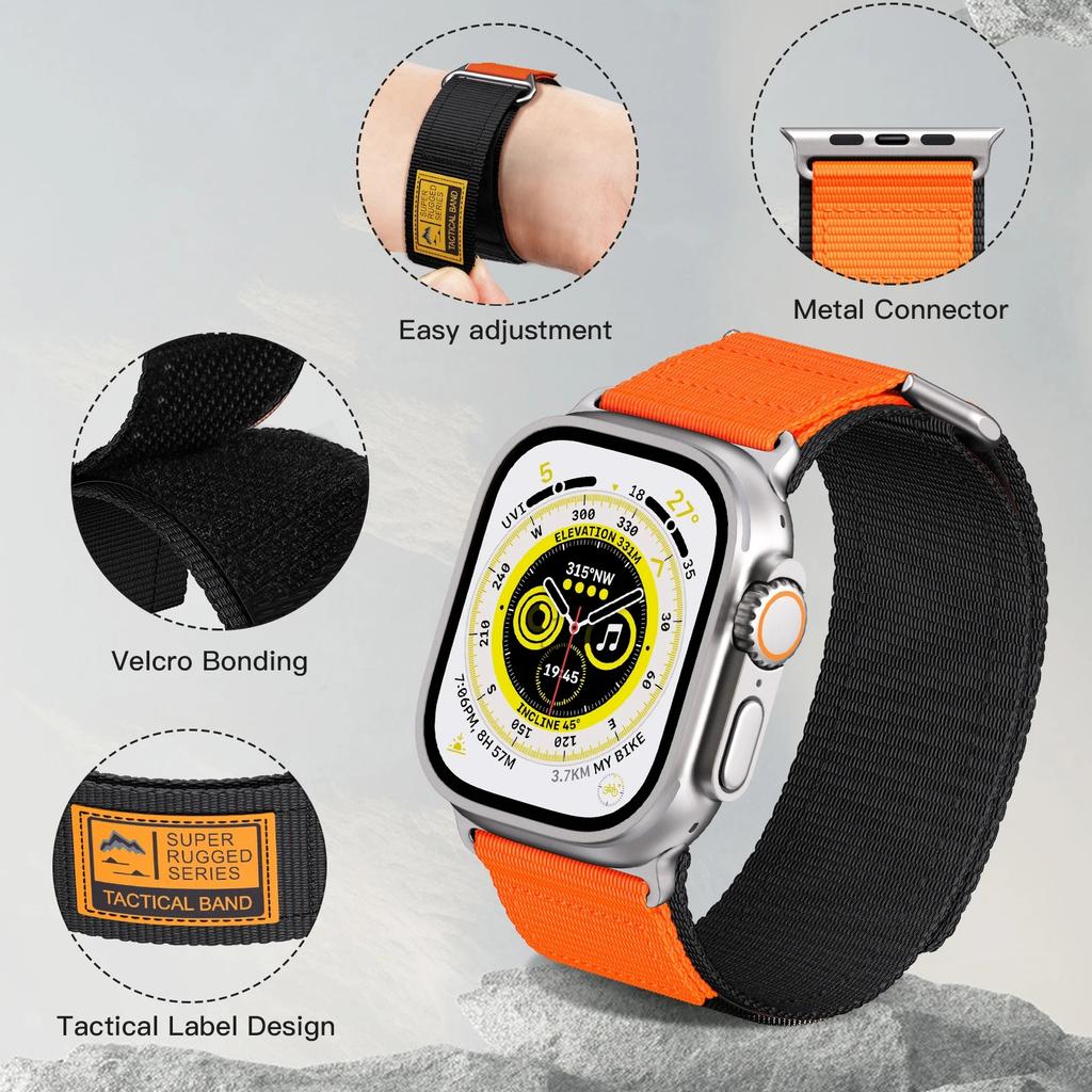 Ремешок для Apple Watch Band 45мм 44мм Ultra 49мм 42мм 44 45мм Широкий Нейлоновый Iwatch Серия10 9 Se 8 2 Ремешок Браслет