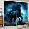 Комплект из 2 шт. Штор с принтом лошади, дизайн кармана на штанге из полиэстера для гостиной, кухни, детской спальни, домашнего декора (Стержень в комплект не входит)
