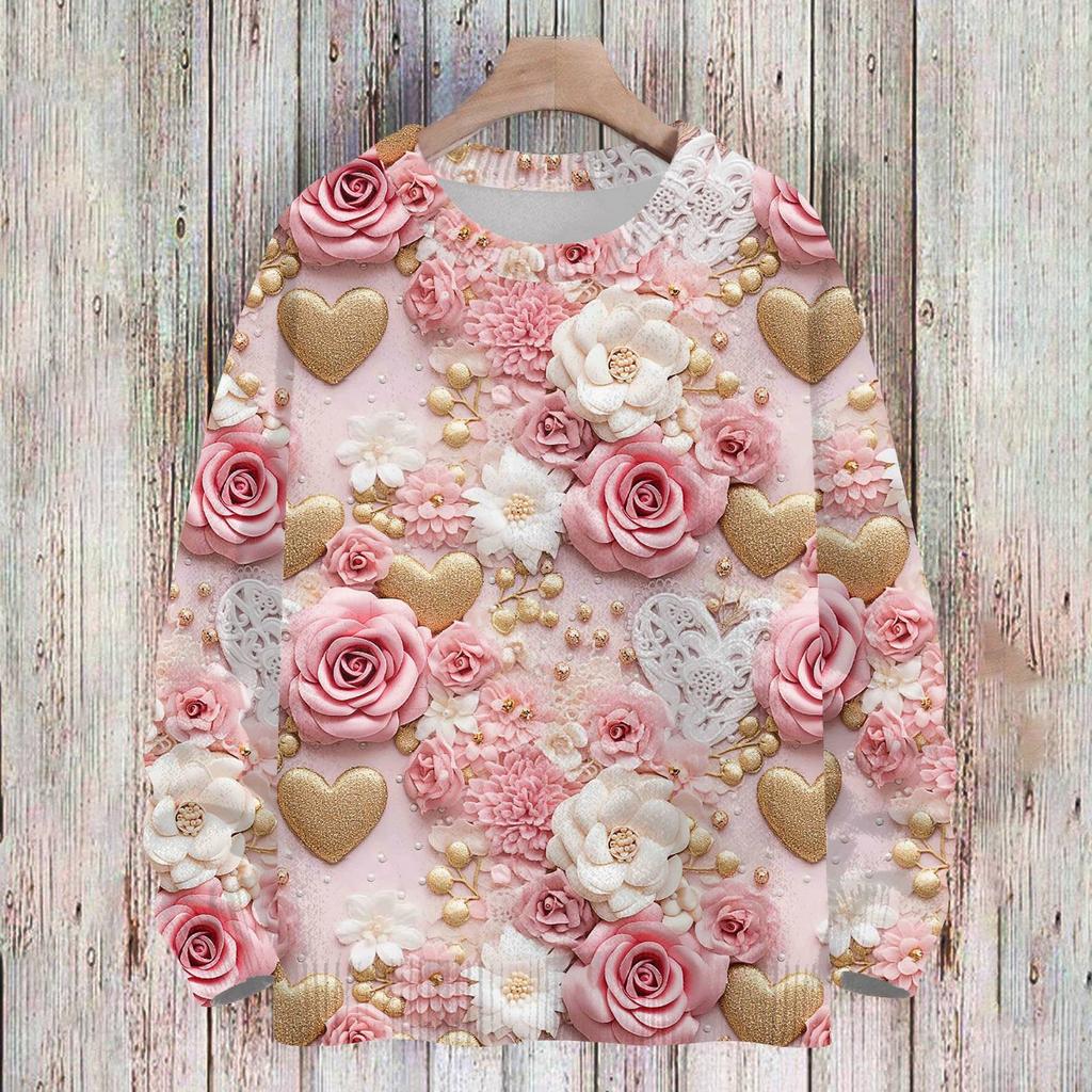 Свитшоты ко Дню святого Валентина для детей, вязаные свитера для мальчиков и девочек, симпатичные рубашки, осенние свитера с круглым вырезом, топы