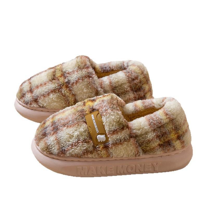 Bag heel cotton shoes women's winter new home indoor non-slip velvet warm thick-soled couple cotton slippers men