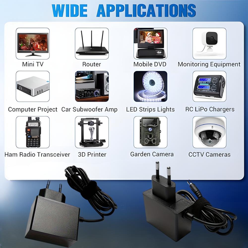 18W 12V 1.5A DC Power Adapter Universal AC to DC Power Supply Charger for Electronic Devices
