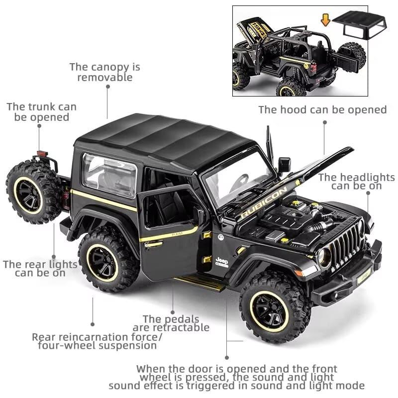 New Jeep Diecast Toy Car Model 1:32 Scale Metal Alloy Vehicle Suitable for Kids Boys Girls Adults Doors Openable with Lights Cool Collectible Gift