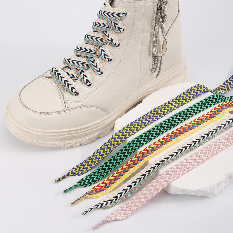 1Pair New 1.5CM Wide Wave Fat Shoelaces Women Men Casual Flat Shoe Laces Replacement Sneaker Lace Shoe Stings Shoelace