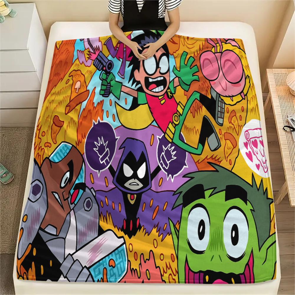 Teen Titans Go Character Blanket, Youth Throw for Home Decoration, Exclusive Gift for Modern Cartoon Fans.chl