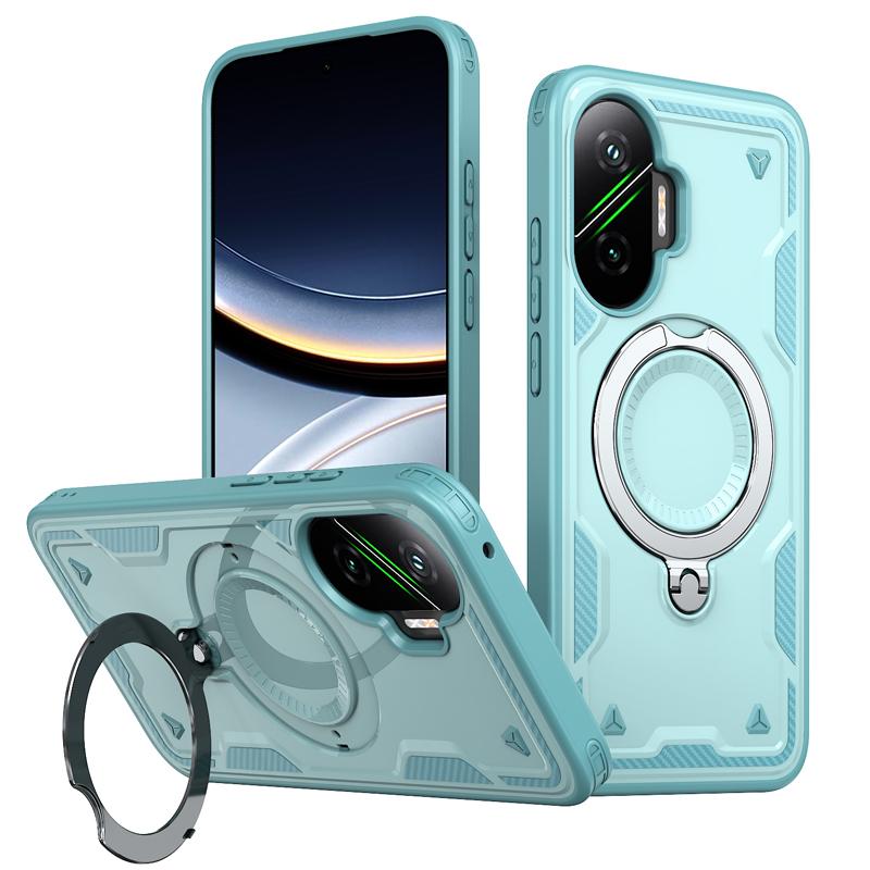 Чехол для Xiaomi POCO F7 5G, военный противоударный жесткий ПК+ТПУ, 360° регулируемое кольцо-подставка на задней панели для Little F7