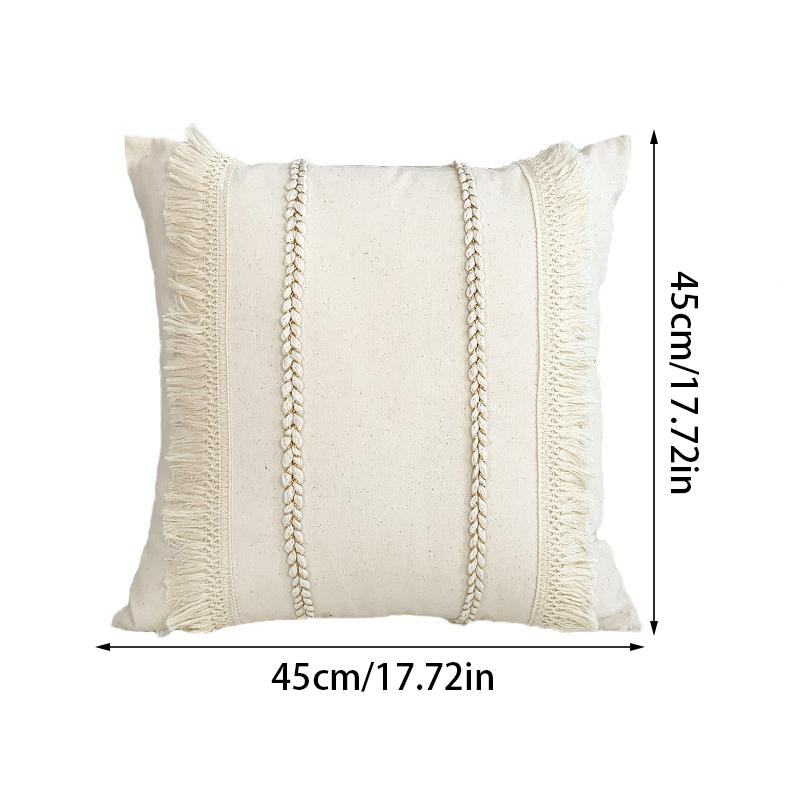 Наволочка из хлопковой смеси с кисточками в стиле бохо, однотонная наволочка с ворсом