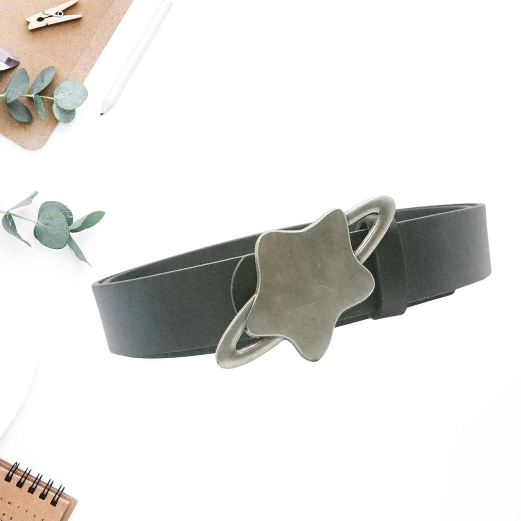 Fashionable Star Buckle Belt for Lady Girls and Women Classic Solid Color Waist Ornament Adjustable PU Leather Sash