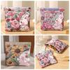 Print Mini Cosmetic Bag Pu Leather Leaf Spring Bag Portable Coin Bags Jewelry Storage Bag