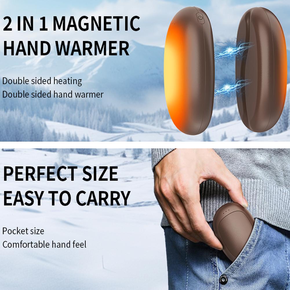 Magnetic Double-Sided Heating Hand Warmers USB Rechargeable Electric Hand Warmer Portable Hand Warmer for Heat Therapy
