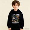 Autumn Winter "Italian Brainrot" Animal Graphic Printed Hoodies Fashionable Casual Warm Sports Long Sleeved Children's Boy Hooded Sweatshirts