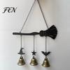 Iron Wind Chime Halloween Witch Broom Chime, Holiday Party Decorative Hanging Metal Bell for Indoor Outdoor Garden Patio Porch