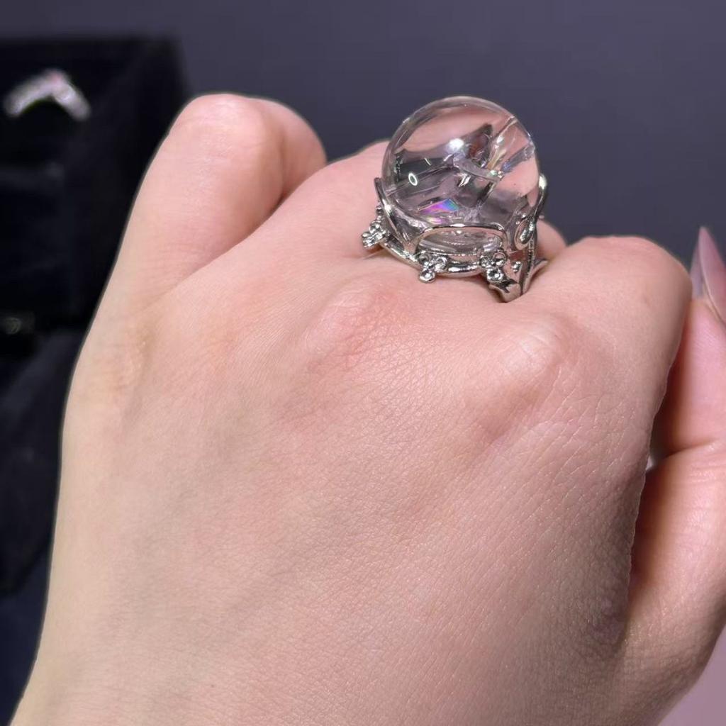 Кольцо из натурального радужного белого кристалла Натуральный кристалл Белый кристалл Подарок