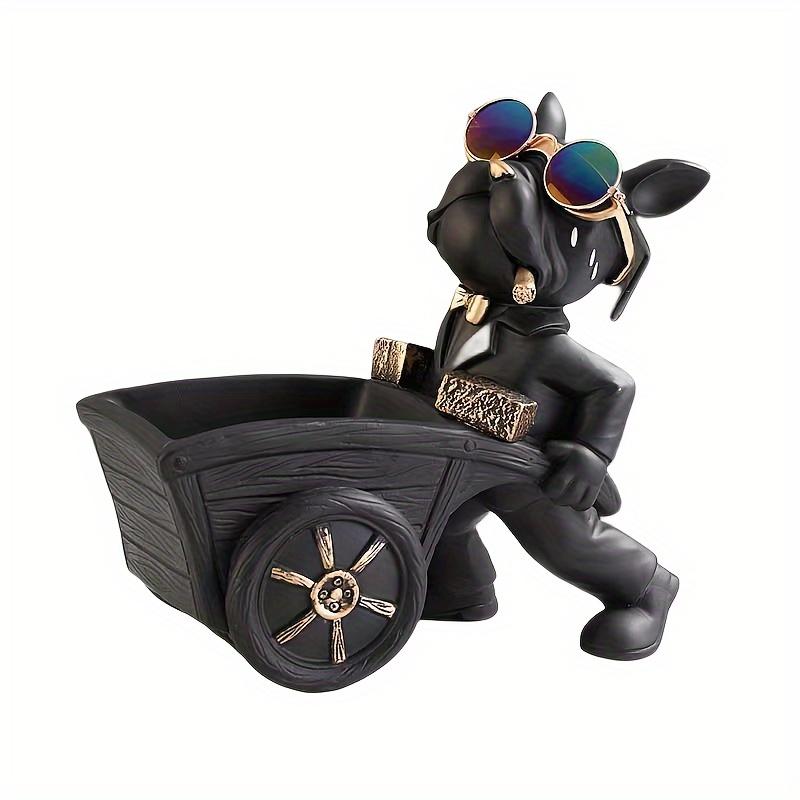 1 шт. Французский бульдог в стиле бохо в очках, фигурка тачки, полимерная скульптура, настольный декор для дома, гостиной, бара, кафе, праздника, Рождества,
