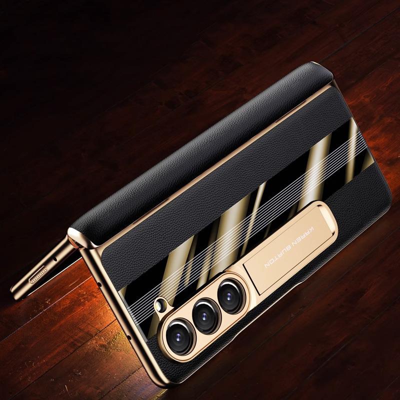 Для Samsung Galaxy Z Fold 6 5 Чехол Шарнир Магнитное Покрытие Натуральная Кожа Чехлы Складной 4 3 360 Полная Защитная Пленка Подставка Чехол