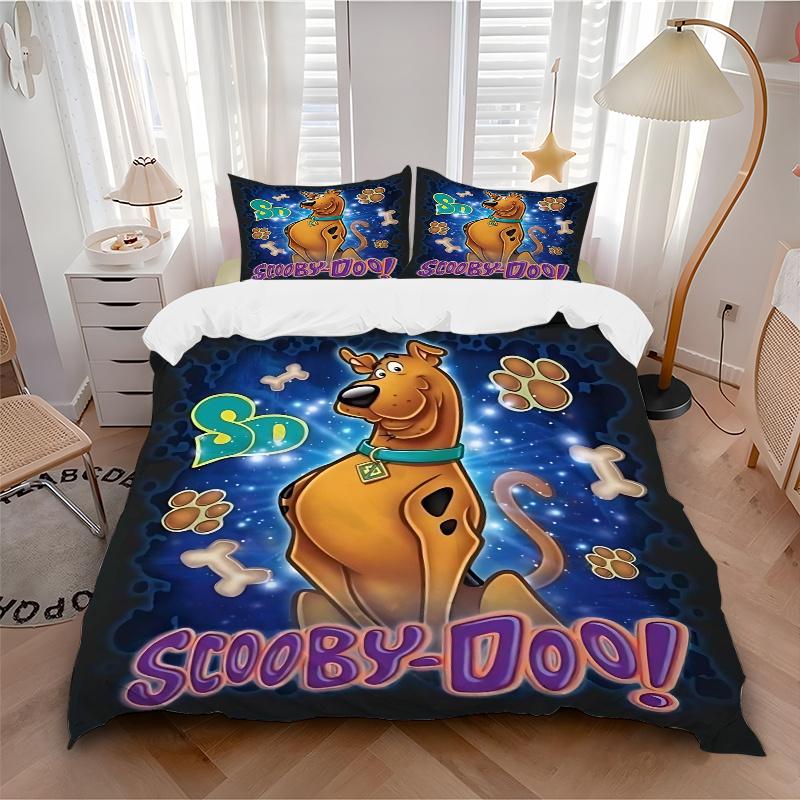 3pcs Animated Scooby Doo Character Bedding Set Includes Comfortable Bedding with Stylish Design for Bedroom,  H005