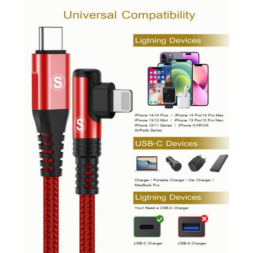 USB C iPhone Charging Cable L Shape [3M+3M Set of 2] [USB PD Compatible Rapid Charging] TypeC iPhone Cable Ultra Durable Compatible with iPhone 14 13